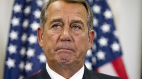 In this Sept. 9, 2015, file photo, Speaker of the House John Boehner pauses during a news conference with members of the House Republican leadership on Capitol Hill in Washington. 