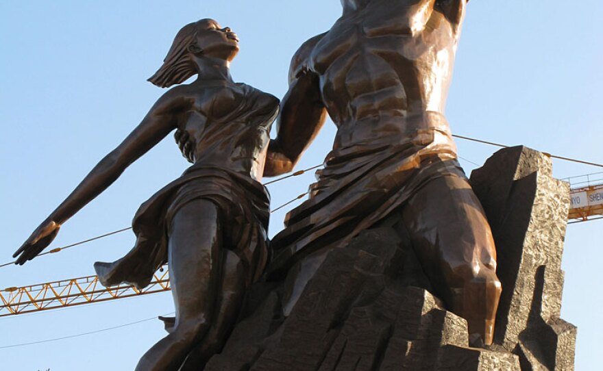 The nearly complete bronze statue dubbed the Monument of the African Renaissance in November.