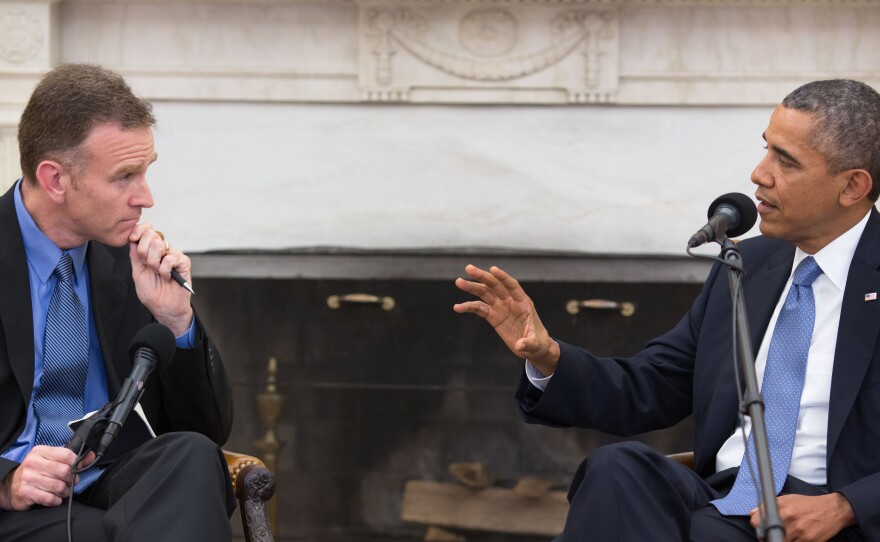 Steve Inskeep interviews President Obama in the Oval Office on Monday for NPR's
