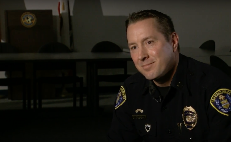 Capt. Thomas Underwood speaks to KPBS from the community room at the Mid City Police Division, March 24, 2017. 