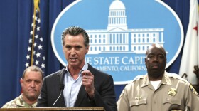 California Gov. Gavin Newsom, discusses his decision to withdraw several hundred National Guard troops from the nation's southern border and changing their mission, during a Capitol news conference Monday, Feb. 11, 2019. 