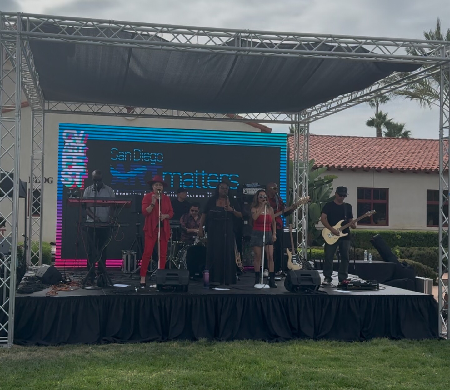San Deigo band, Magnetize, preform old school R&B songs in front of Chula Vista City Hall on Sept. 27, 2025.