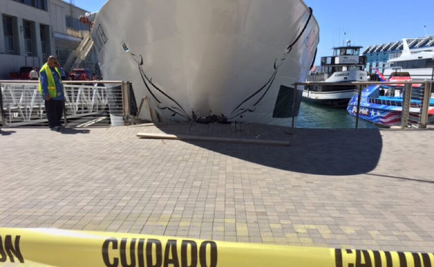 The Adventure Hornblower cruise ship crashed into the Broadway Pier in downtown San Diego, March 31, 2016.