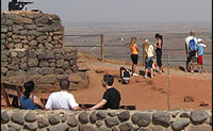 Mount Bental, a former military bunker, is now a tourist attraction. The normal calm in the place is now underlined with tension, as Israel increases military activity in the region.