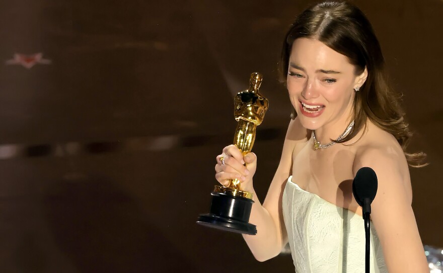 Emma Stone accepts the best actress in a leading role award for <em>Poor Things</em> during the 96th Annual Academy Awards.