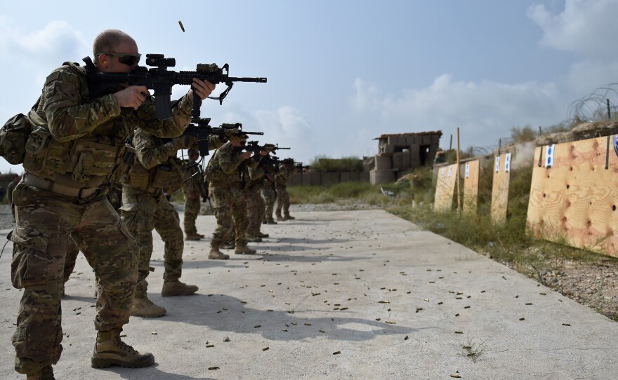 U.S. soldiers take part in a training exercise at Forward Operating Base Connelly in eastern Afghanistan on Aug. 14. The main U.S. mission is to train and advise the Afghan military, but the Americans are also involved in the fighting.