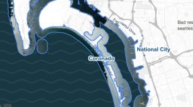 This map shows the potential impact of sea level rise on Coroado.