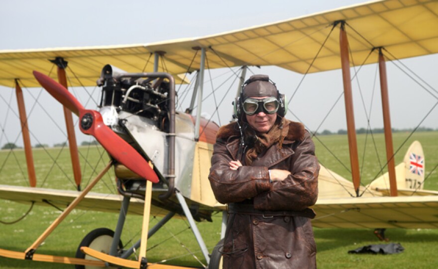 Engineer Dr. Hugh Hunt goes up for a spin in a replica, WWI BE2c biplane used by the British to take on the German Zeppelins.