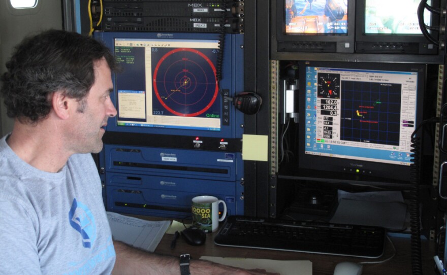 Bruce Strickrott manages Alvin's operations aboard the sub's mother ship, the Atlantis.