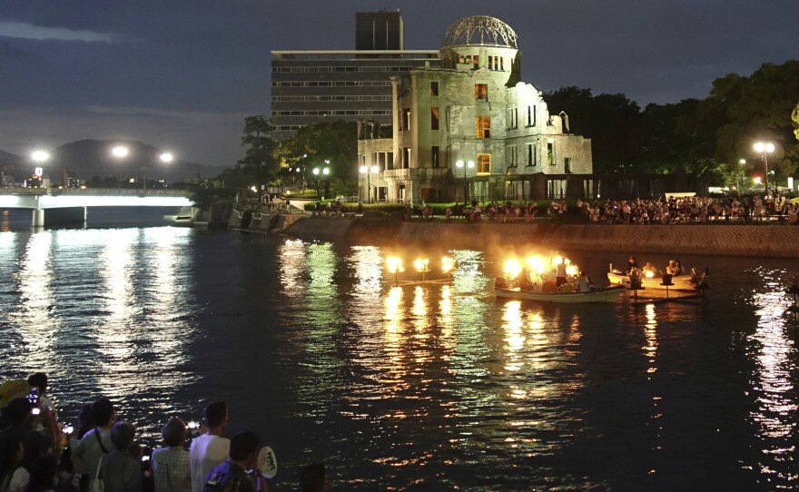 Sunday marked 72 years since the U.S. dropped one of two atomic bombs on Japan. On the eve of the anniversary, organizers of a peace event lit up torches on floats on the Motoyasu River next to the Atomic Bomb Dome in Hiroshima.