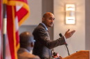 Rep. Shomari Figures speaks at an event hosted by the Montgomery Regional Chamber of Commerce on July 29 in Montgomery, Ala.