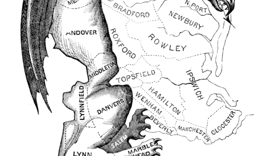 "The Gerry-mander," an editorial cartoon that first appeared in the Boston Gazette on March 26, 1812.