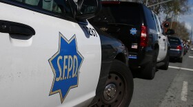 A San Francisco art gallery owner who was seen on video spraying water on a homeless woman with a hose has been arrested, according to authorities. Here, San Francisco police cars sit parked in front of the Hall of Justice on February 27, 2014 in San Francisco, Calif.