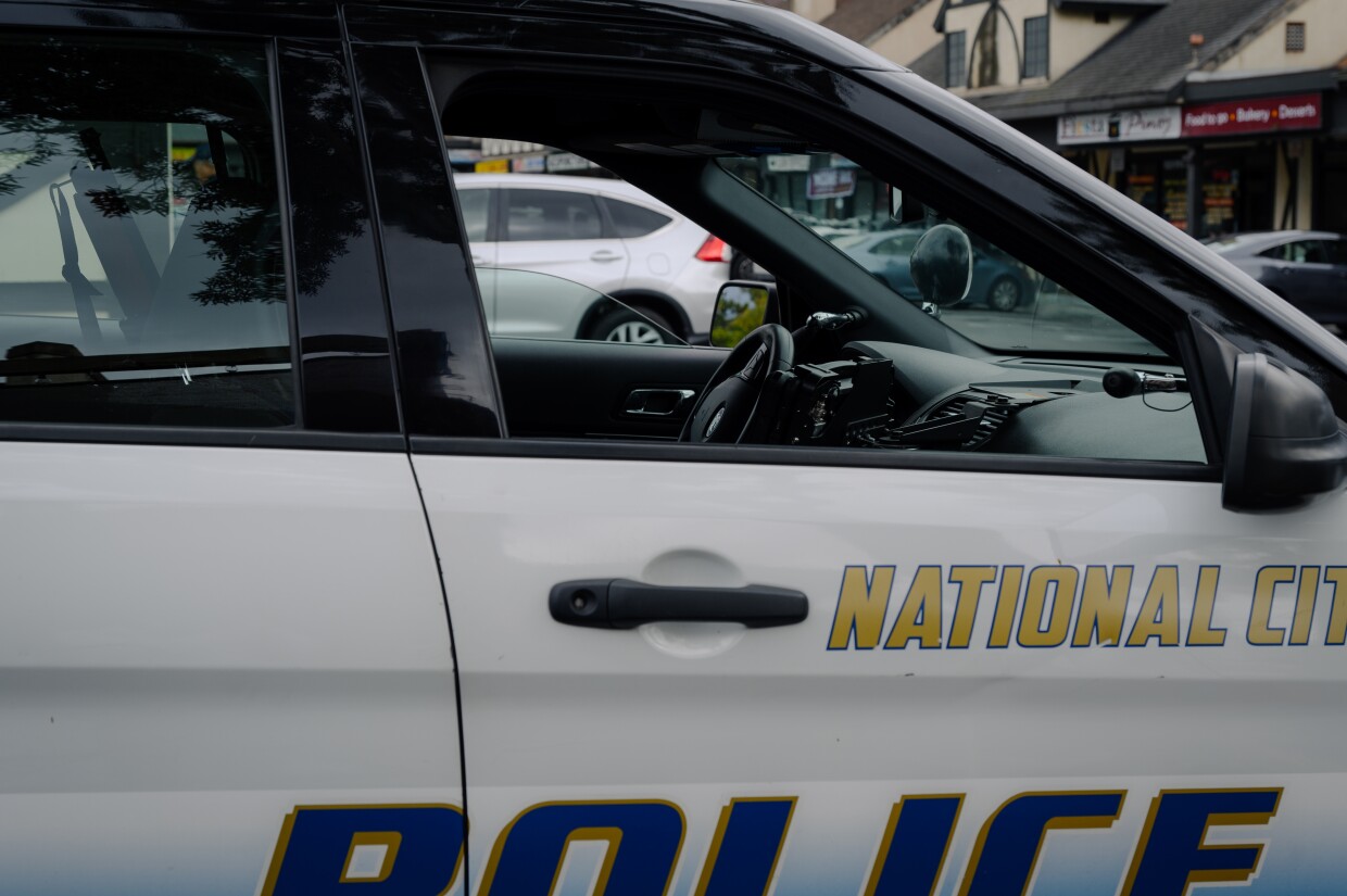 A National City police squad car is seen in National City, California on March 7, 2024.
