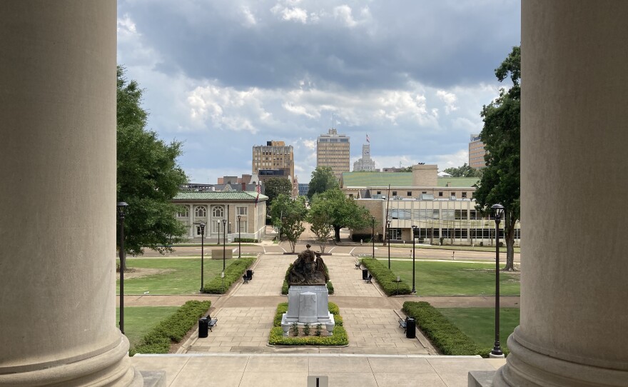 The Mississippi State Capitol building overlooks Downtown Jackson.