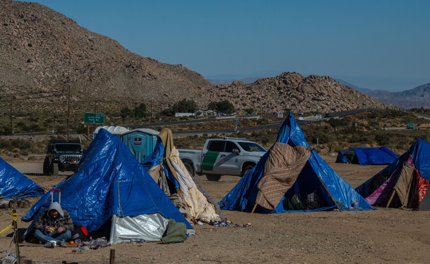 Migrants at the unofficial camps in Jacumba, Calif., say Border Patrol sometimes tells them to stay put for days while they await processing.