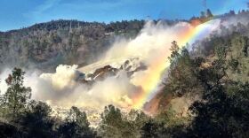 A rainbow is shown over the Oroville Dam in this undated photo. 