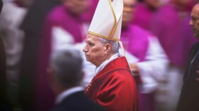 Pope Leo XIV attends the Celebration of the Passion of the Lord in St. Peter's Basilica at the Vatican on Catholic Good Friday, Friday, April 3, 2026.