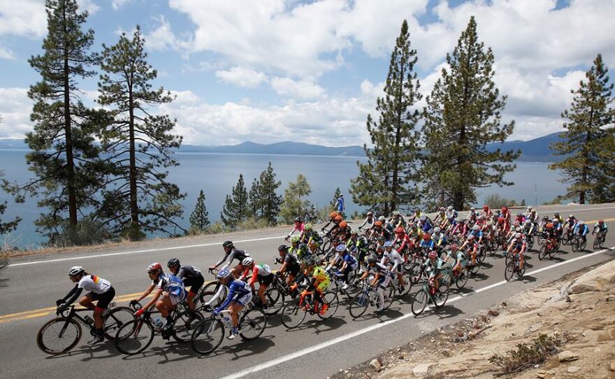 Cyclists ride in the Amgen Tour of California in this undated photo.