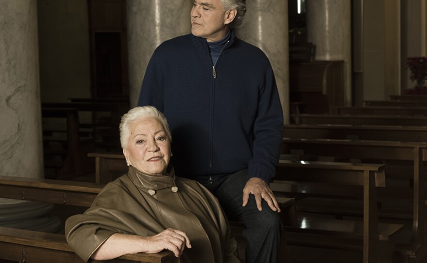 Andrea Bocelli with his mother.