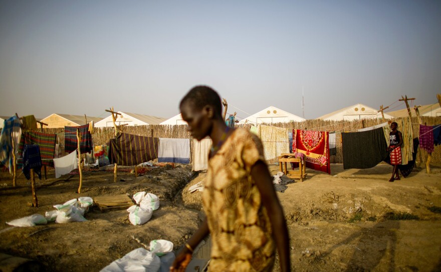 Families who have a relative in the hospital will sometimes hang their laundry to dry by the back fence of the MSF compound.