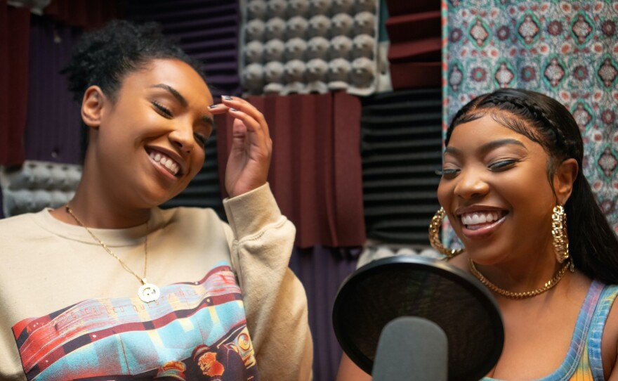 Shawna (Aida Osman) and Mia (KaMillion) in <em>Rap Sh!t</em>.