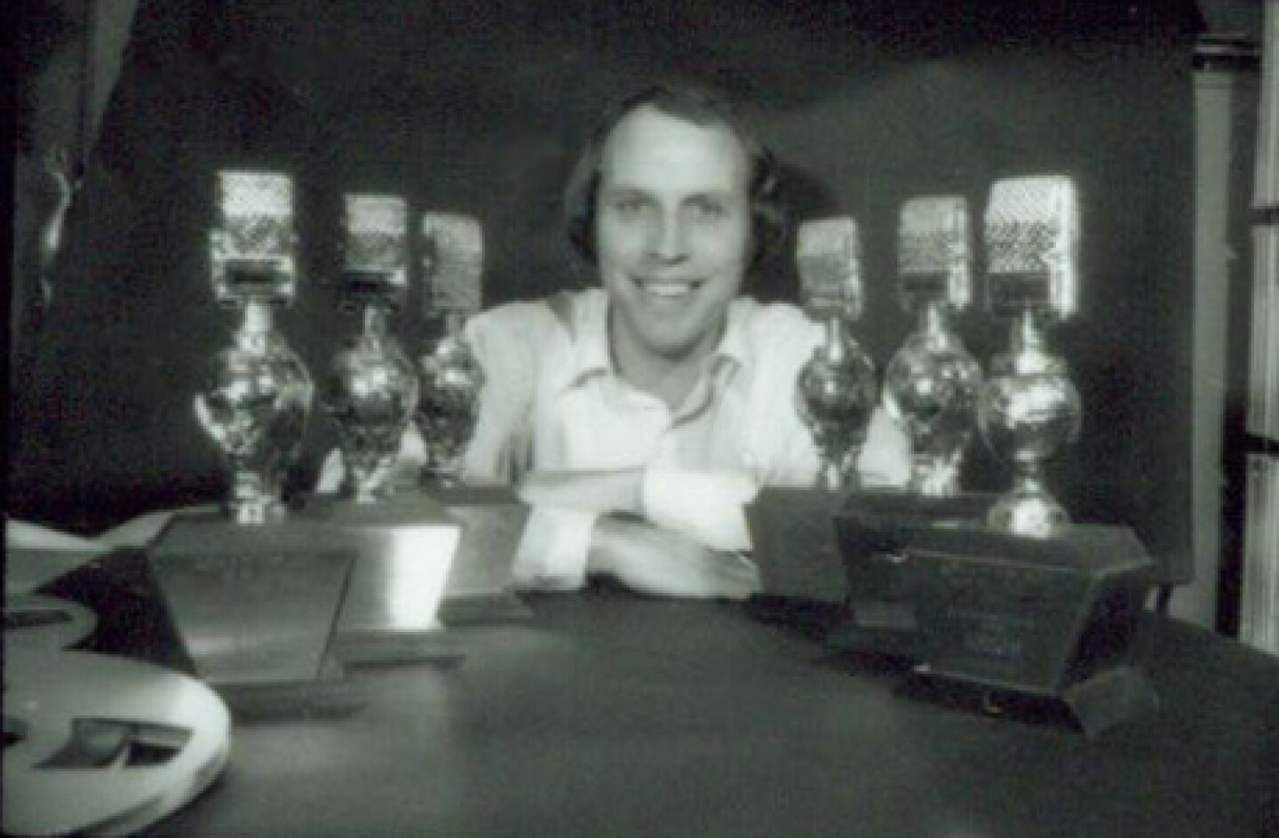 Ken Kramer with golden mic awards.