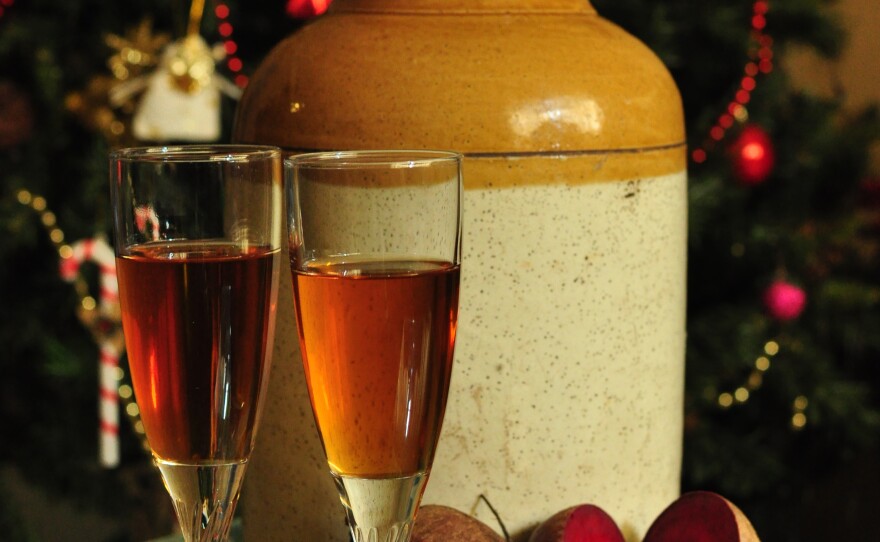 Beetroot wine, fermented in a large ceramic jug. One of the pleasures of winemaking is watching the fermentation — which you can only do when using glass jars. "For beetroot, which is a root, the fizzing is mild, like a carbonated drink poured into glass," says Hilda Mascarenhas, who writes a popular food blog in Pune, India.