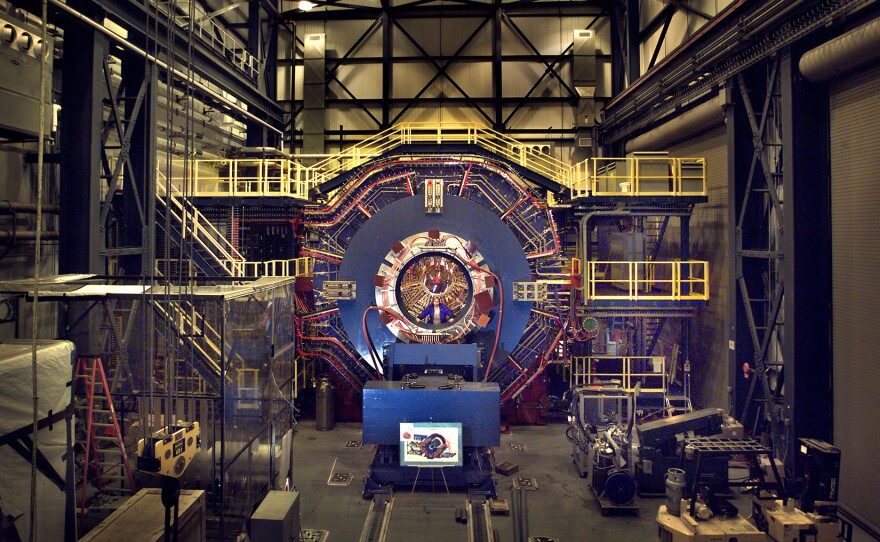 Physicists used a giant particle collider on Long Island, N.Y., to make antimatter. Then they studied using this giant detector.