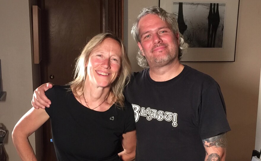 Amy Pickering of Dischord Records, pictured with director Jason Blackmore, is one of the few women interviewed in the documentary "Records Collecting Dust 2."