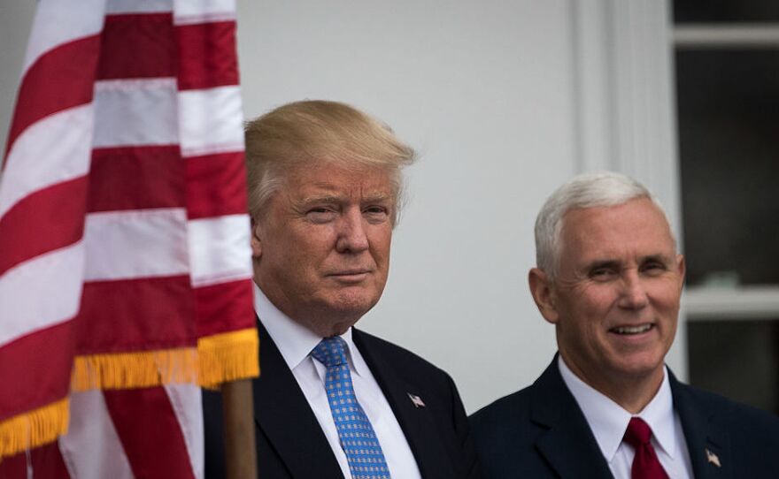 President-elect Donald Trump and vice president-elect Mike Pence at Trump International Golf Club in Bedminster Township, New Jersey.