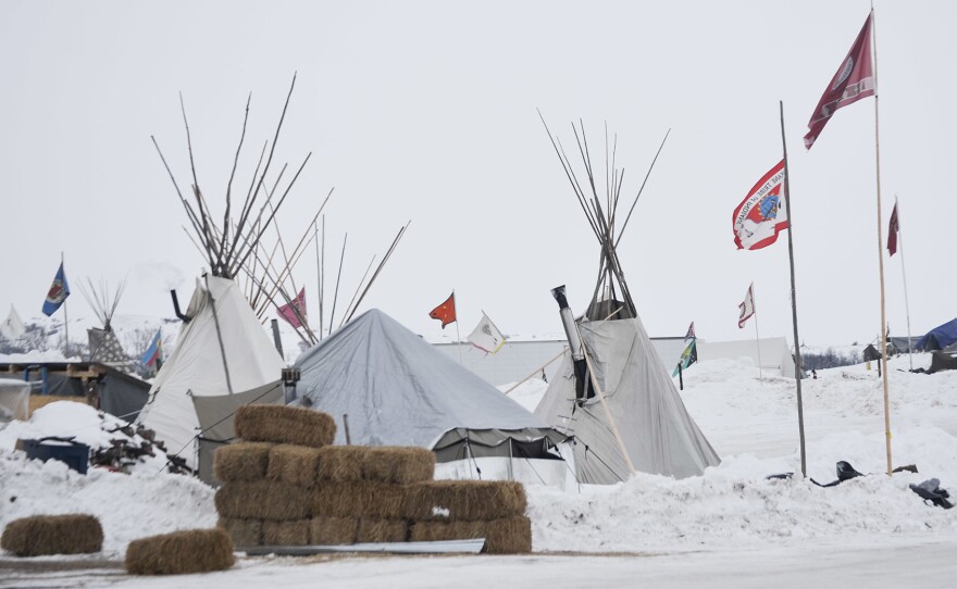 Demonstrators remain camped on the North Dakota prairie in opposition to the Dakota Access Pipeline. They've winterized tents and other structures.