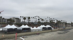 Preparations for the Supergirl Pro Surfing championships are underway in Oceanside, July 27, 2017. 