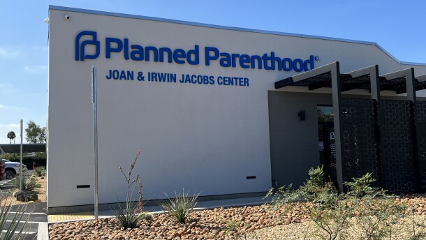 The sign above the entrance to the Planned Parenthood location in Kearny Mesa is photographed on Sept. 14, 2023.