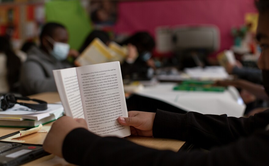 Students in a sixth-grade class read at Stege Elementary School in Richmond, on Feb. 6, 2023.
