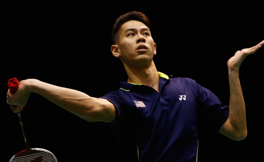 Howard Shu return a shot during a singles match in the 2015 Badminton Open in Auckland, New Zealand. Shu is the lone American who will be competing in men's singles at the Olympics, where the U.S. has never medaled in badminton.
