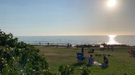 People at Seagrove Park in Del Mar, Calif. Aug. 14, 2020. 