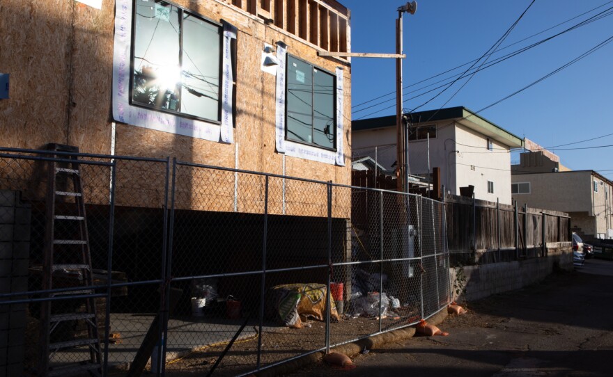 New construction is seen from an alley in San Diego's North Park neighborhood, Nov. 29, 2022.