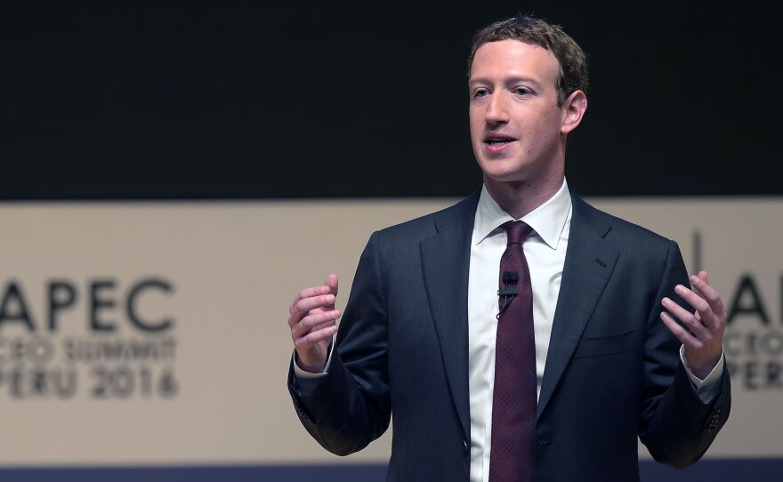 Facebook CEO Mark Zuckerberg says his company is responding to sharp criticisms over fake stories appearing in its news feeds. He's seen here speaking Saturday at the APEC CEO Summit, part of the broader Asia-Pacific Economic Cooperation (APEC) Summit in Lima.