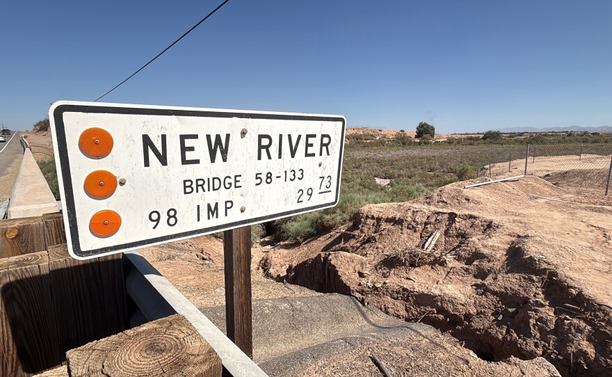 The New River flows from Baja California and travels through Imperial County into the Salton Sea, Sept. 8, 2026.. News reports mention pollution in the river as far back as the 1940s.