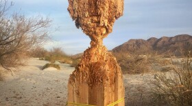 The piece entitled "2127 Rounds" is pictured in this undated photo. It is a part of the "There Be Dragons" exhibit.