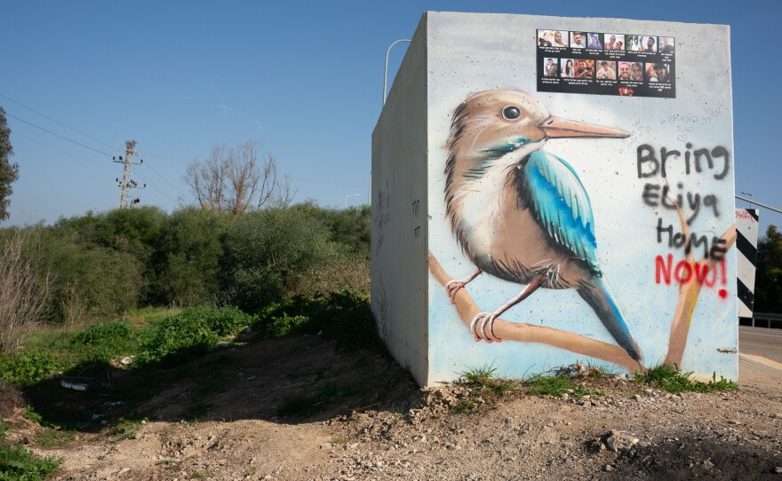 A roadside bomb shelter where people were killed while trying to hide from Palestinian gunmen on Oct. 7.