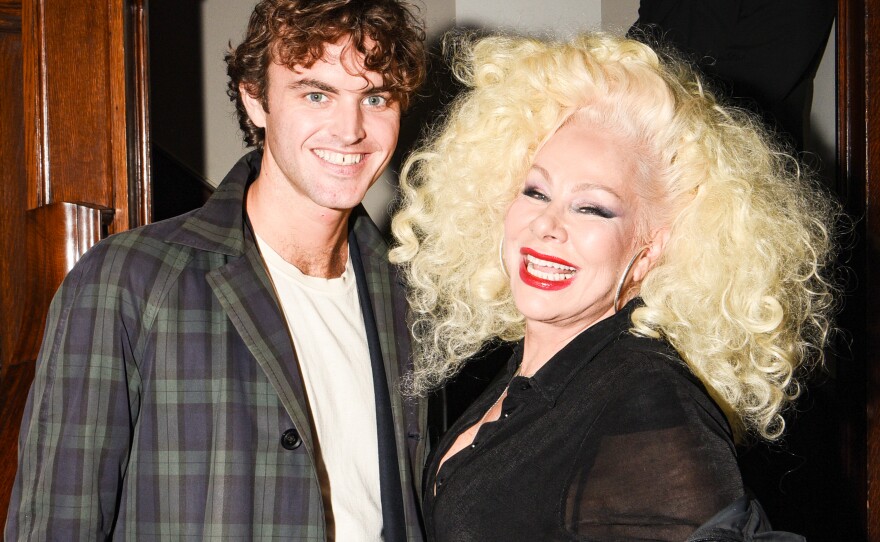 J. Mueser creative director Mat Woodruff celebrates with fashion designer and model Dianne Brill at White Cube's New York launch party on September 30, 2023.