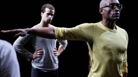 Acclaimed director/choreographer Bill T. Jones (right) rehearses "Fondly Do We Hope…Fervently Do We Pray," an original dance-theater piece in honor of Abraham Lincoln’s bicentennial, with his dancers.