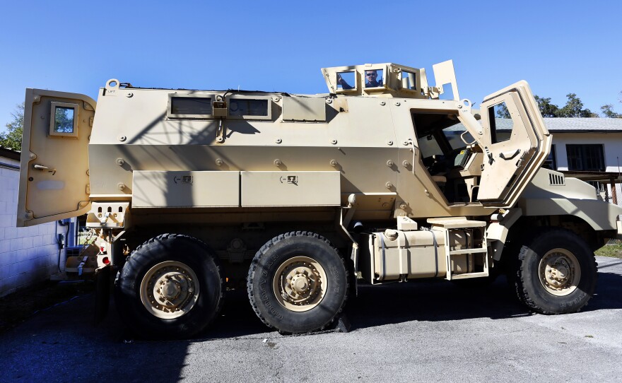 An MRAP at the High Springs Police Department in High Springs, Fla.