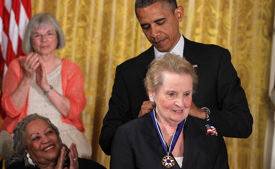 Albright received the Presidential Medal of Freedom by President Barack Obama at the White House on May 29, 2012.