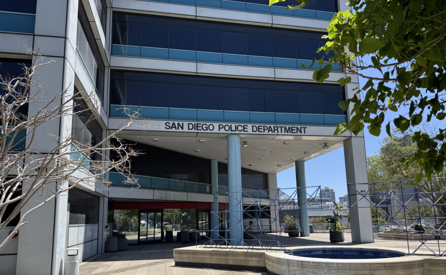 The San Diego Police Department headquarters in downtown San Diego are shown on June 16, 2025