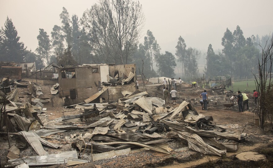 Part of the town of Santa Olga, which was destroyed by a forest fire on Thursday.