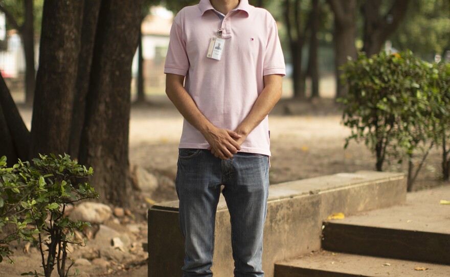 Former Venezuelan special forces official Williams Cancino in a park in the Colombian town of Villa del Rosario, near a hotel where others like him are being sheltered by the Colombian authorities. He says he is waiting for an order to launch a revolution back home.