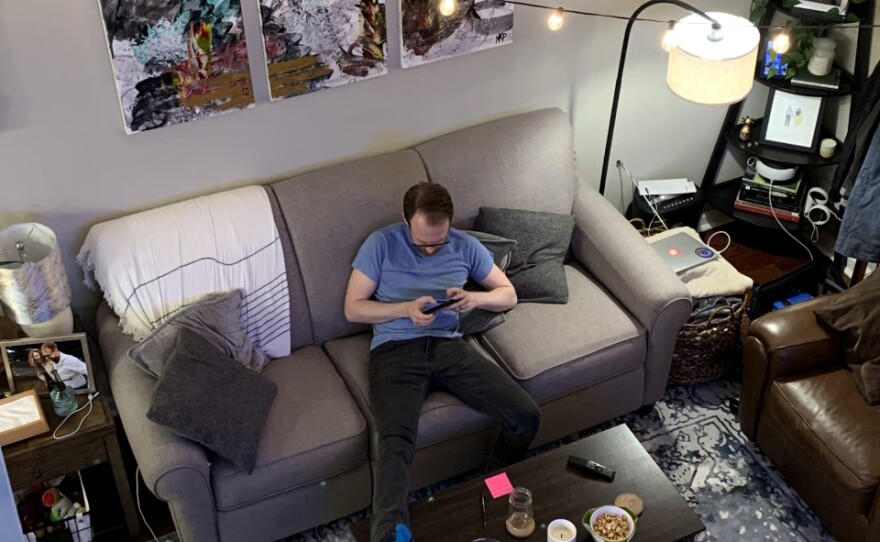 Kevin Dole relaxes at home.